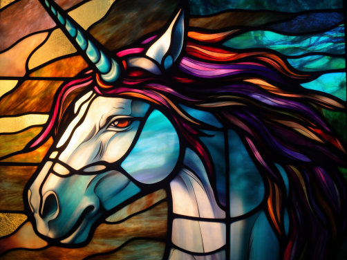 Unicorn On Stained Glass
