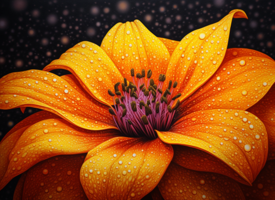 Vibrant Flower With Water Drops