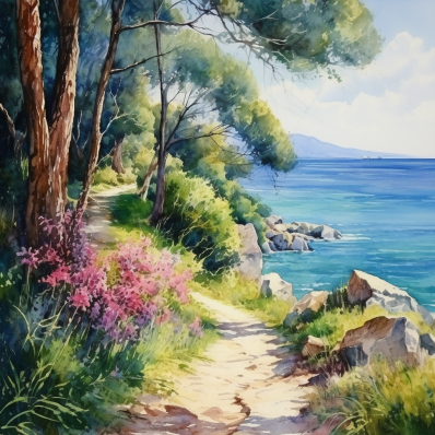 Pathway Along The Sea  Paint by Numbers Kit