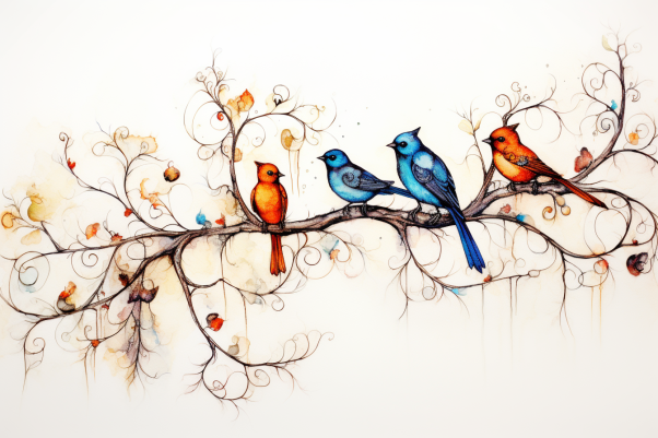 Sweet Little Birds On A Branch  Paint by Numbers Kit