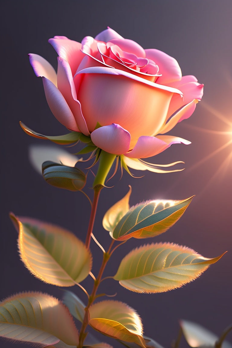 Pink Rose And Precious Sun Rays