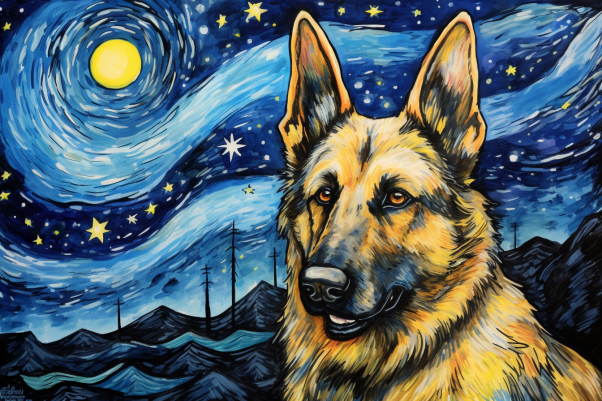 Starry Night German Shepard  Paint by Numbers Kit