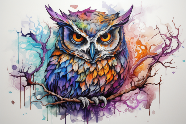 Pretty Purple Watercolor Owl  Paint by Numbers Kit