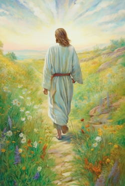 Walk With Jesus, A Dirt Path Along Wildflowers