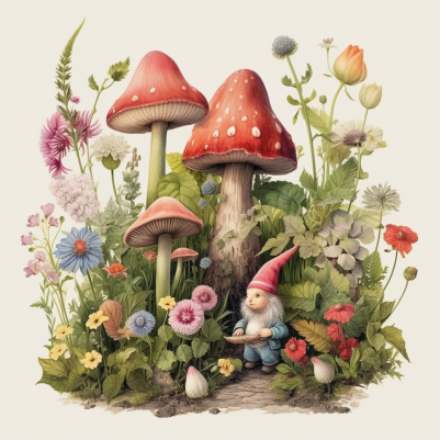 Magical Forest Creature And Mushrooms