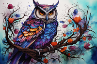 Thumbnail for Watercolor Purple Owl  Paint by Numbers Kit