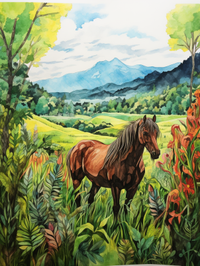 Thumbnail for Watercolor Horse In Peaceful Meadow  Paint by Numbers Kit