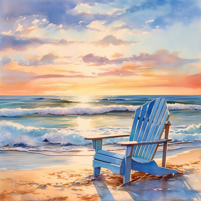 Watercolor Beach Chair  Paint by Numbers Kit