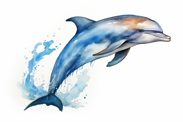 Simple Blue Watercolor Dolphin  Paint by Numbers Kit
