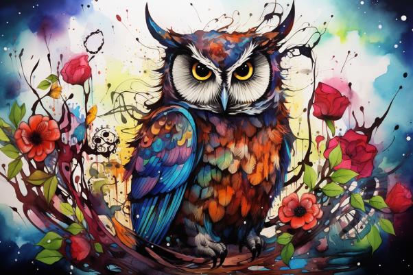 Amazing Watercolor Owl  Paint by Numbers Kit