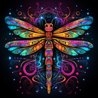 Thumbnail for Abstract Neon Glowing Dragonfly