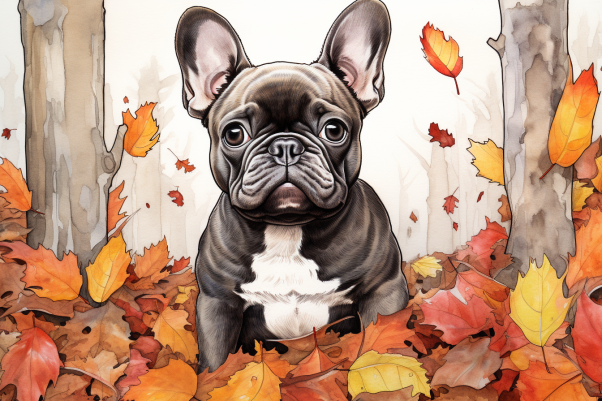 French Bulldog In The Fall