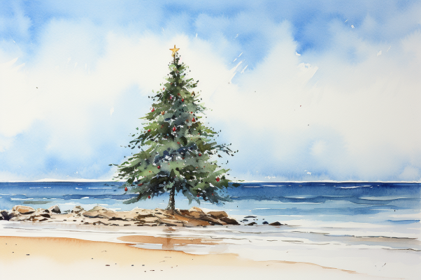 Christmas Tree On The Beach
