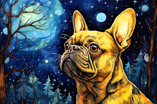 Watercolor Stargazing French Bulldog