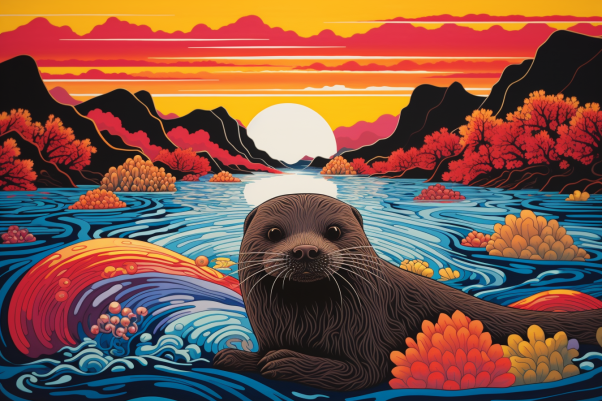 Wow Beautiful Otter  Paint by Numbers Kit