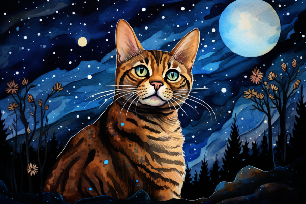 Stargazing Bengal Kitty  Paint by Numbers Kit