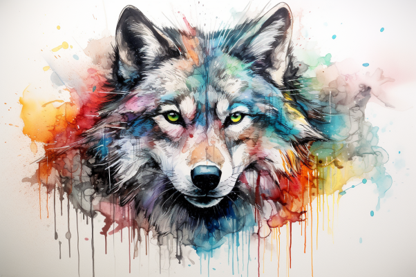 Rad Watercolor Wolf  Paint by Numbers Kit