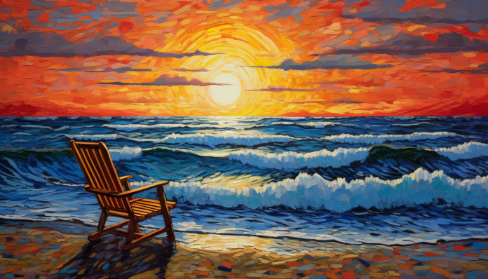 Beach Chair And Waves  Paint by Numbers Kit