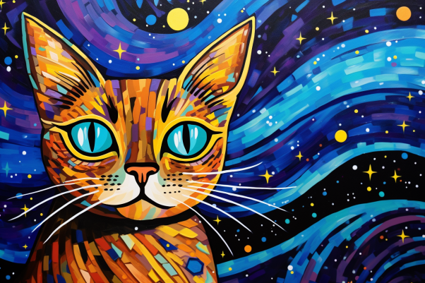 Bold Bengal Cat Starry Night  Paint by Numbers Kit