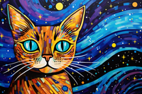 Thumbnail for Bold Bengal Cat Starry Night  Paint by Numbers Kit