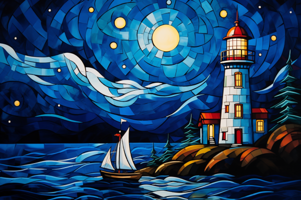 Lighthouse And The Full Moon