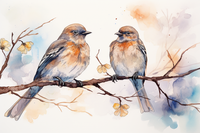 Thumbnail for Two Soft Watercolor Birds On A Branch  Paint by Numbers Kit