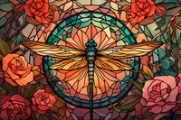 Thumbnail for Dreamy Dragonfly On Stained Glass