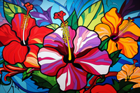 Thumbnail for Perfectly Fun Colorful Hibiscus  Paint by Numbers Kit