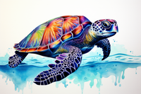 Thumbnail for Pretty Watercolor Sea Turtle  Paint by Numbers Kit