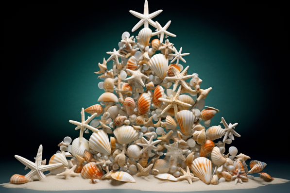 Seashells Sea Starfish Christmas Tree  Paint by Numbers Kit