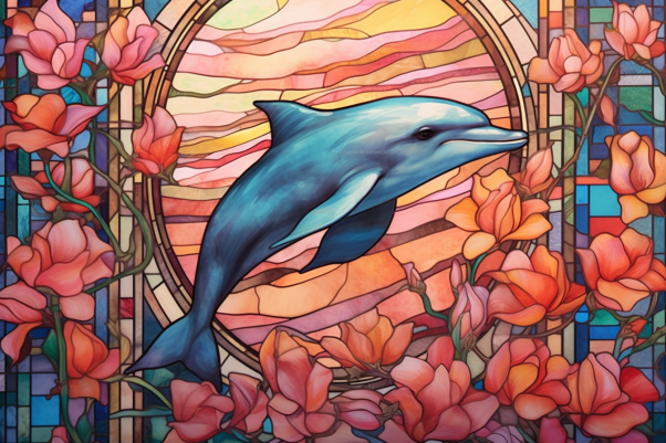 Dreamy Dolphin Among Flowers