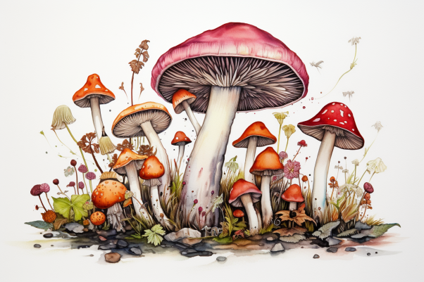 Mushrooms In Watercolor