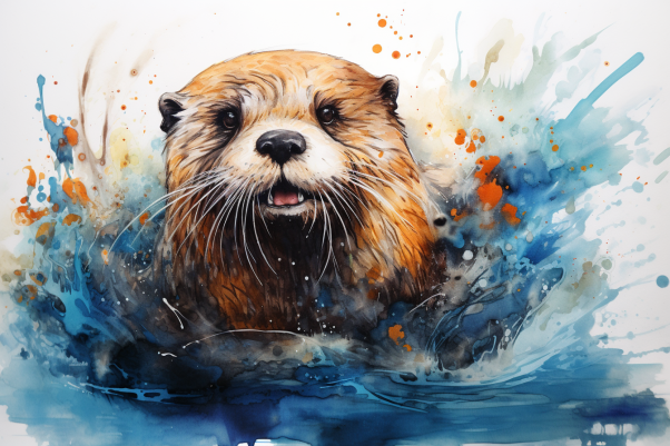 Playful Splashing Otter