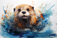 Thumbnail for Playful Splashing Otter  Paint by Numbers Kit