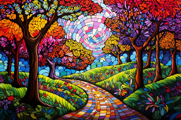 Stained Glass Forest Path