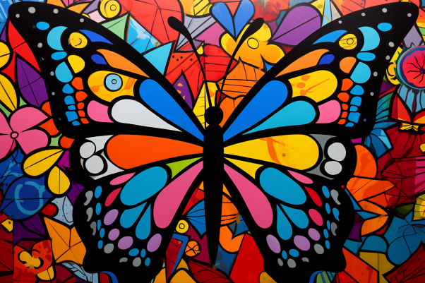 Bold Colorful Butterfly  Paint by Numbers Kit