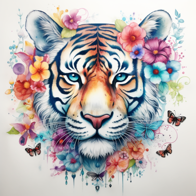 Buy Floral Girl and Tiger Paint by Numbers for Adults Beautiful