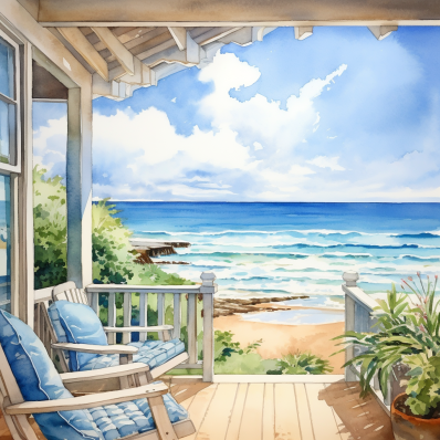 A Perfect Seaside Porch  Paint by Numbers Kit