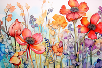 Thumbnail for Close Up Of Watercolor Wildflowers