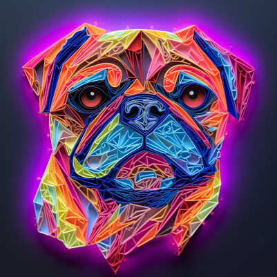 Electric, Glowing, Neon Pug