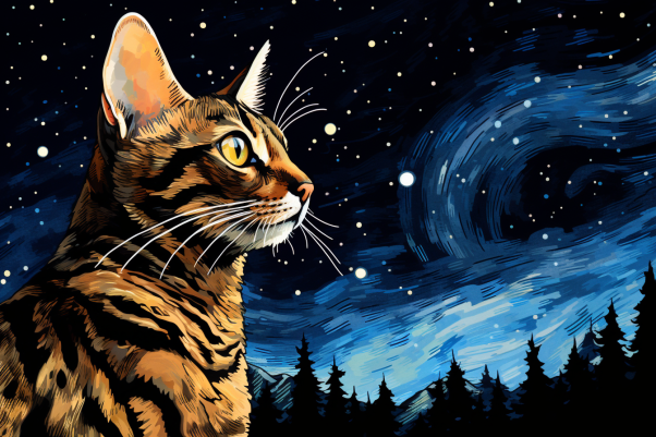 Bengal Cat Starry Night  Paint by Numbers Kit