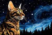 Thumbnail for Bengal Cat Starry Night  Paint by Numbers Kit