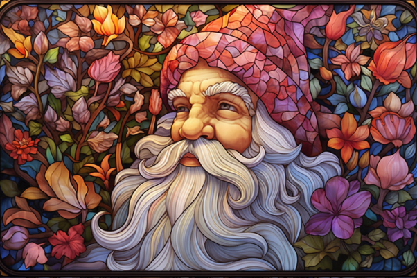 Pondering Gnome Among Wildflowers