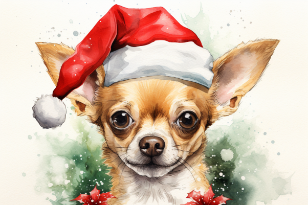 Sweet Christmas Chiwawa Wearing Santa Hat