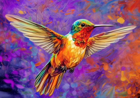 Hummingbird On A Purple Background