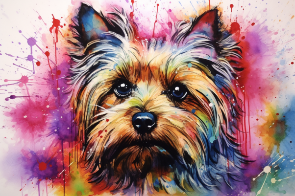 Colorful Watercolor Yorkie  Paint by Numbers Kit