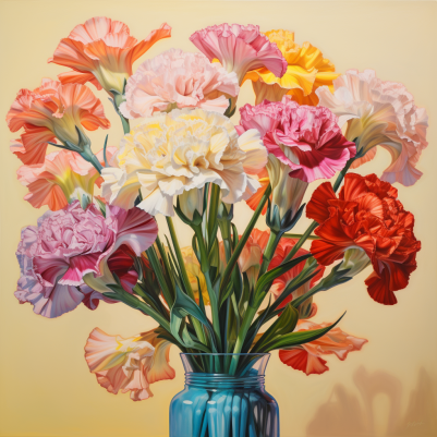 Colorful Carnations In A Vase