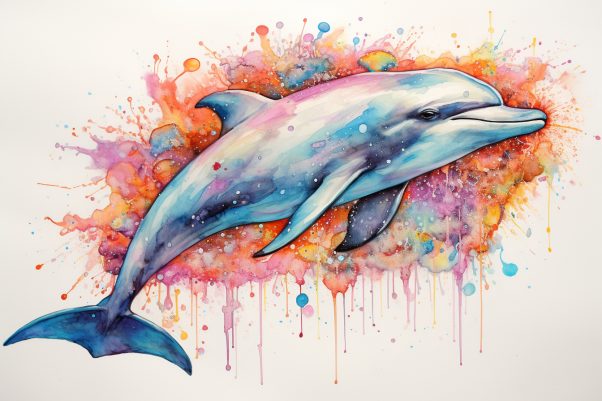 Fun Colors Watercolor Dolphin