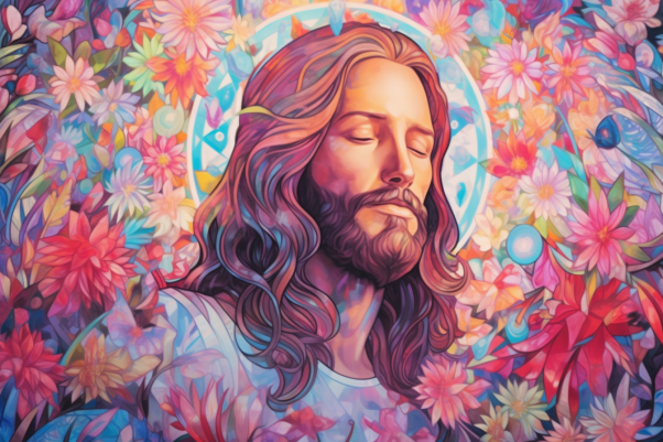 Graceful Jesus Among Beautiful Flowers