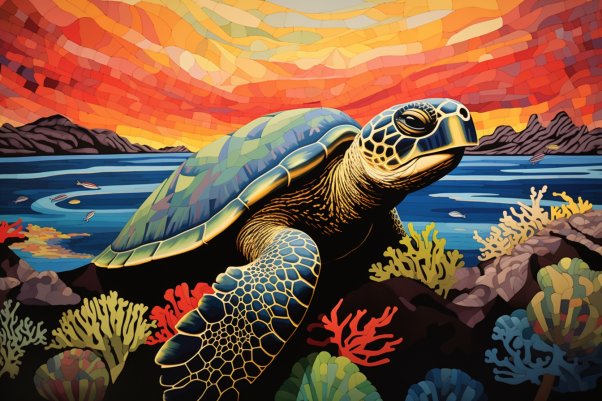 Sea Turtle Sea And Sky  Paint by Numbers Kit